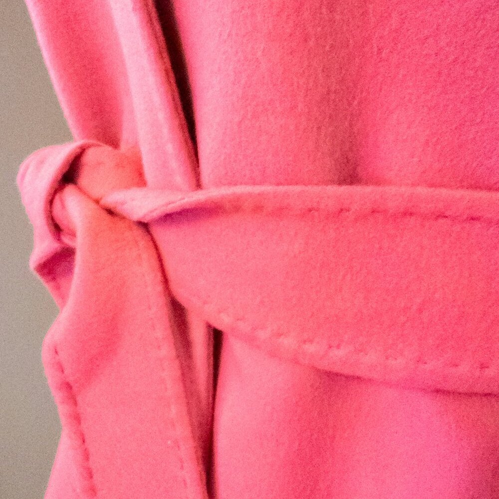 Max Mara Cucito A Mano Cashgora Wool Angora Belted Jacket Coral Sz 8 - Picture 5 of 16